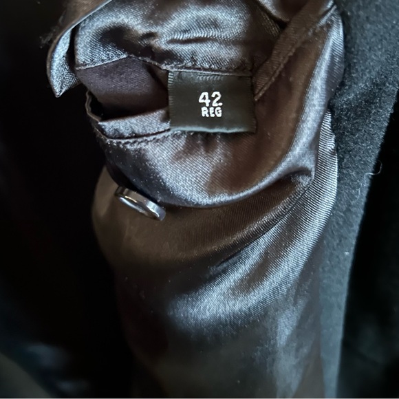 Classic Long Black Wool Men's Overcoat 42R - Picture 5 of 5